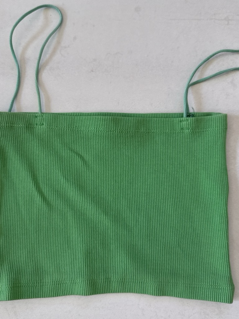 Zara Light Green Ribbed Spaghetti Strap Crop Top